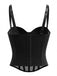Top Nero Anni '80 Gotico Catene a Croce con Perline Corsetto 2