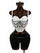 Top Nero Anni '80 Gotico Catene a Croce con Perline Corsetto 3