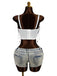 Top Nero Anni '80 Gotico Catene a Croce con Perline Corsetto 4