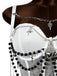 Top Nero Anni '80 Gotico Catene a Croce con Perline Corsetto 5