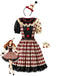 Abito Rosso e Nero Anni '50 Polka‑dot Maniche a Sbuffo Pagliaccio di Halloween Cosplay