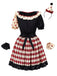 Abito Rosso e Nero Anni '50 Polka‑dot Maniche a Sbuffo Pagliaccio di Halloween Cosplay 3