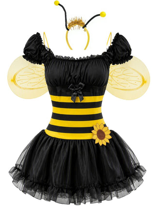 5PCS Completo Costume Giallo e Nero Anni '50 da Ape per Festa Horror
