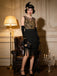 Abito Nero e Oro Anni '20 Perline con Paillettes con Frange Flapper