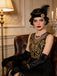 Abito Nero e Oro Anni '20 Perline con Paillettes con Frange Flapper 4