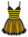 Abito Yellow And Black Anni '50 di Halloween Ape a Righe in Rete Patchwork 3
