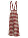 [Prevendita] Completo Rosso a Quadri Anni '70 con Camicetta con Fiocco e Pantaloni a Gamba Larga con Bretelle