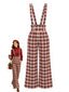 [Prevendita] Tuta Lunga Rossa Anni '70 a Quadri con Bottoni Bretelle Tasche e Gamba Larga