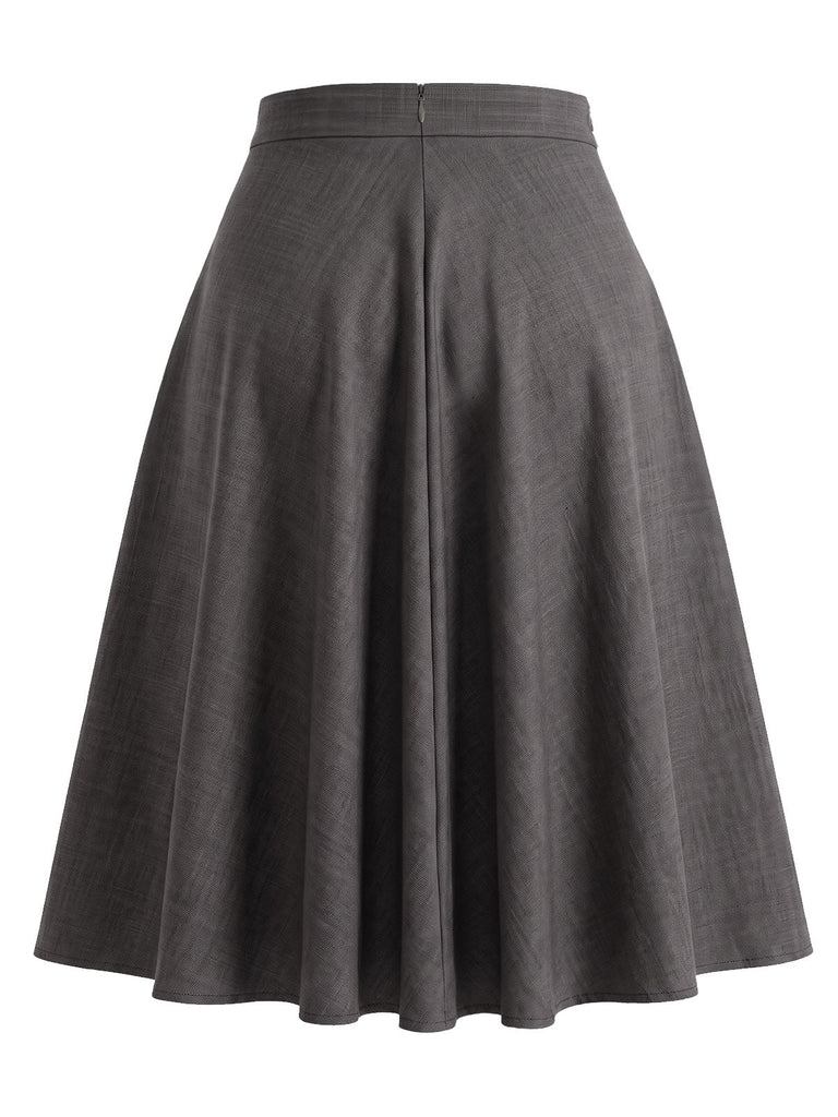 [Prevendita] 2PCS Top blazer anni '40 grigio scuro tinta unita con scollo a V e maniche lunghe e gonna 11