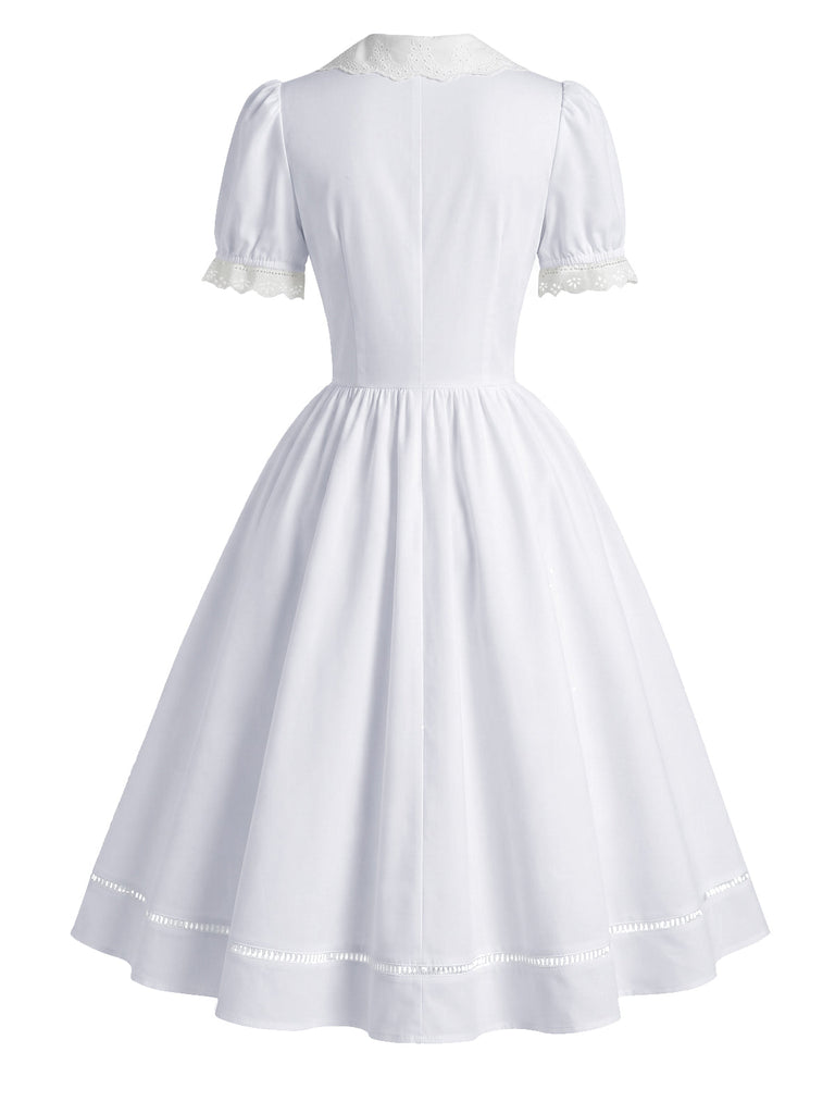 [Prevendita] Abito Anni '50 con Stampa Floreale e Corsetto e Fiocco Bianco 11