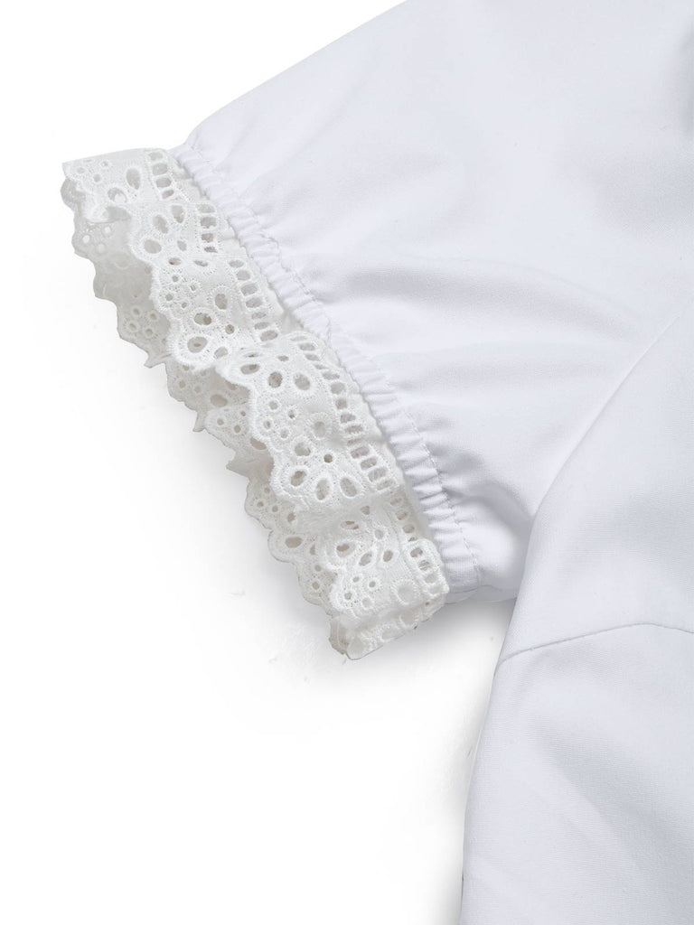 [Prevendita] Abito Anni '50 con Stampa Floreale e Corsetto e Fiocco Bianco 14
