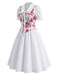 [Prevendita] Abito Anni '50 con Stampa Floreale e Corsetto e Fiocco Bianco 3