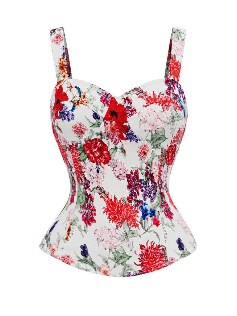 [Prevendita] Abito Anni '50 con Stampa Floreale e Corsetto e Fiocco Bianco 5