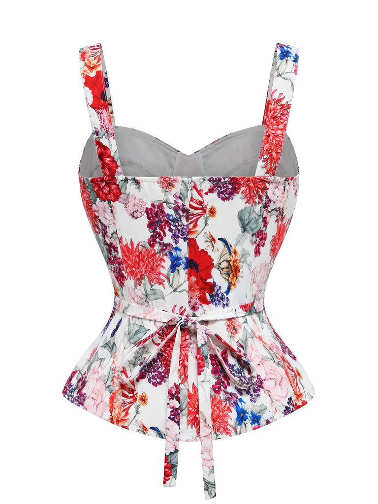 [Prevendita] Abito Anni '50 con Stampa Floreale e Corsetto e Fiocco Bianco 7