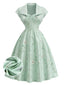 [Prevendita] 2PCS Abito Verde Anni '40 in Raso Floreale con Scollo a Cuore e Bolero