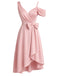 [Prevendita] Abito da cocktail anni '50 rosa monospalla con fiocco e linea A 3