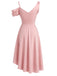 [Prevendita] Abito da cocktail anni '50 rosa monospalla con fiocco e linea A 4