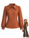 [Prevendita] Blusa anni '30 color ruggine con colletto a punta ampio e maniche a vescovo