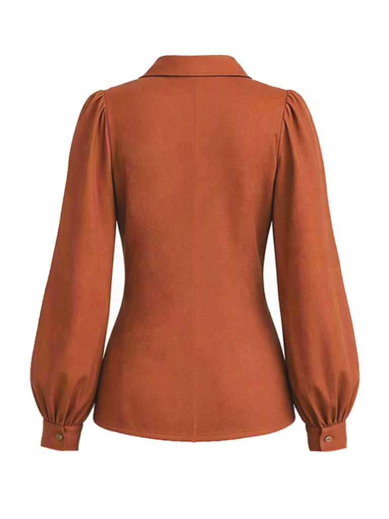 [Prevendita] Blusa anni '30 color ruggine con colletto a punta ampio e maniche a vescovo 3