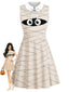 Abito Beige Anni '60 Halloween da Mummia con Colletto Peter Pan