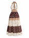 Abito Marrone Anni '70 Boho Floreale con Stelle e Luna Scollo All'americana e Corpino Arricciato 2