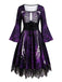 Abito Viola Anni '50 Gotico di Halloween Scheletro Bell Lungo Manica in Pizzo 2