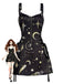 Abito Oro Anni '60 di Halloween con Stelle Luna Spalline Larghe e Linea A