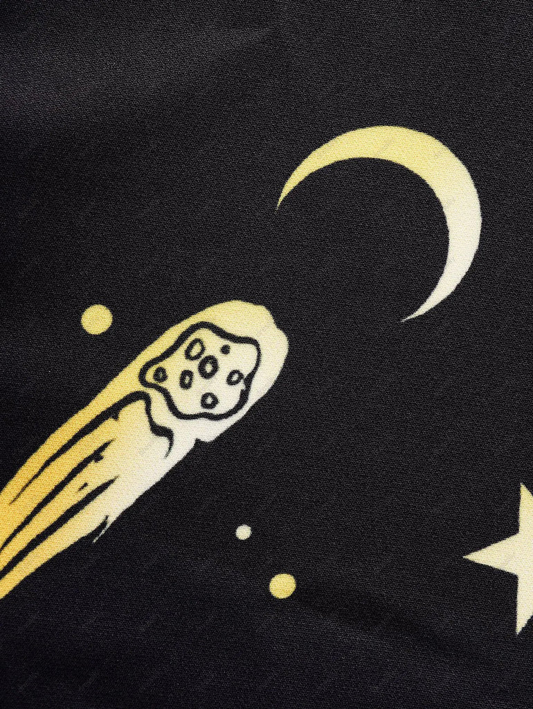Abito Oro Anni '60 di Halloween con Stelle Luna Spalline Larghe e Linea A 6