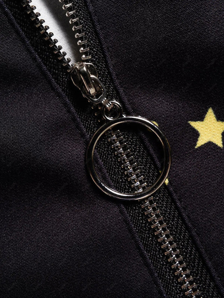 Abito Oro Anni '60 di Halloween con Stelle Luna Spalline Larghe e Linea A 5