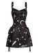 Abito Oro Anni '60 di Halloween con Stelle Luna Spalline Larghe e Linea A 2