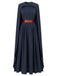 Abito da Regina Blu Navy Anni '70 con Mantella e Gonna Plissettata