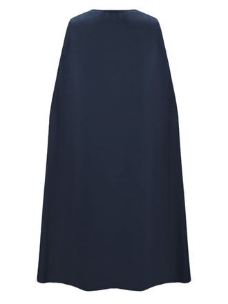 Abito da Regina Blu Navy Anni '70 con Mantella e Gonna Plissettata