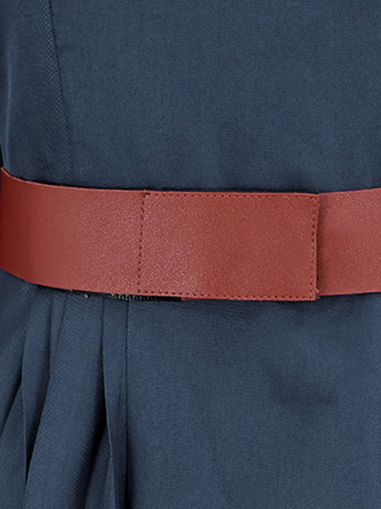 Abito da Regina Blu Navy Anni '70 con Mantella e Gonna Plissettata