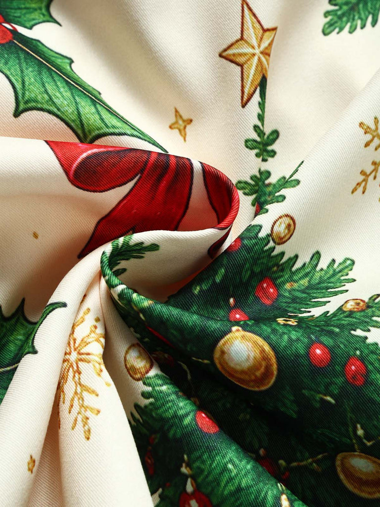[Prevendita] Abito Verde Anni '50 in Velluto con Stampa Albero di Natale 6