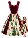 [Prevendita] Abito Bordeaux Anni '50 in Velluto con Stampa Albero di Natale