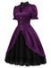 [Prevendita] Abito Gotico Lolita Viola Scuro Anni '40 in Raso con Cuore Intagliato 3