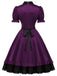 [Prevendita] Abito Gotico Lolita Viola Scuro Anni '40 in Raso con Cuore Intagliato 4