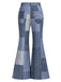 [Prevendita] Completo Anni '70 con Giacca in Camoscio Sintetico con Stelle e Frange e Pantaloni Svasati Effetto Denim