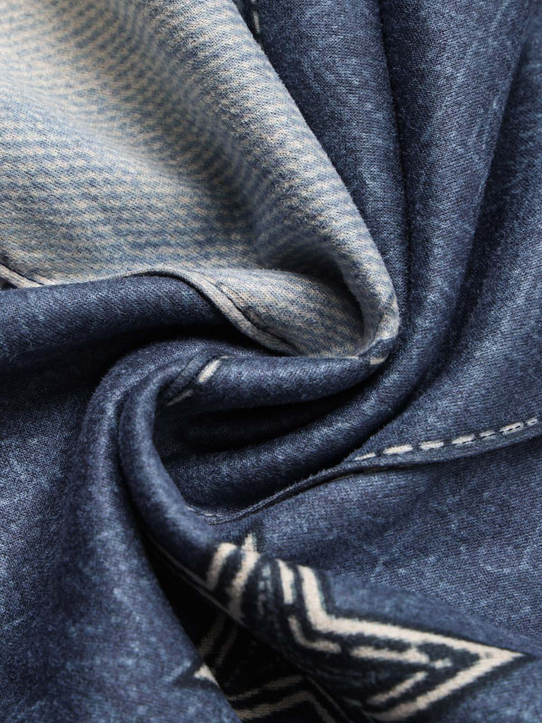 [Prevendita] Completo Anni '70 con Giacca in Camoscio Sintetico con Stelle e Frange e Pantaloni Svasati Effetto Denim