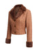 [Prevendita] 2PCS Set Marrone Anni '40 con Giacca Corta a Quadri in Ecopelliccia e Gonna 6