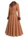 [Prevendita] 2PCS Set Marrone Anni '40 con Giacca Corta a Quadri in Ecopelliccia e Gonna 3