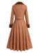 [Prevendita] 2PCS Set Marrone Anni '40 con Giacca Corta a Quadri in Ecopelliccia e Gonna 4