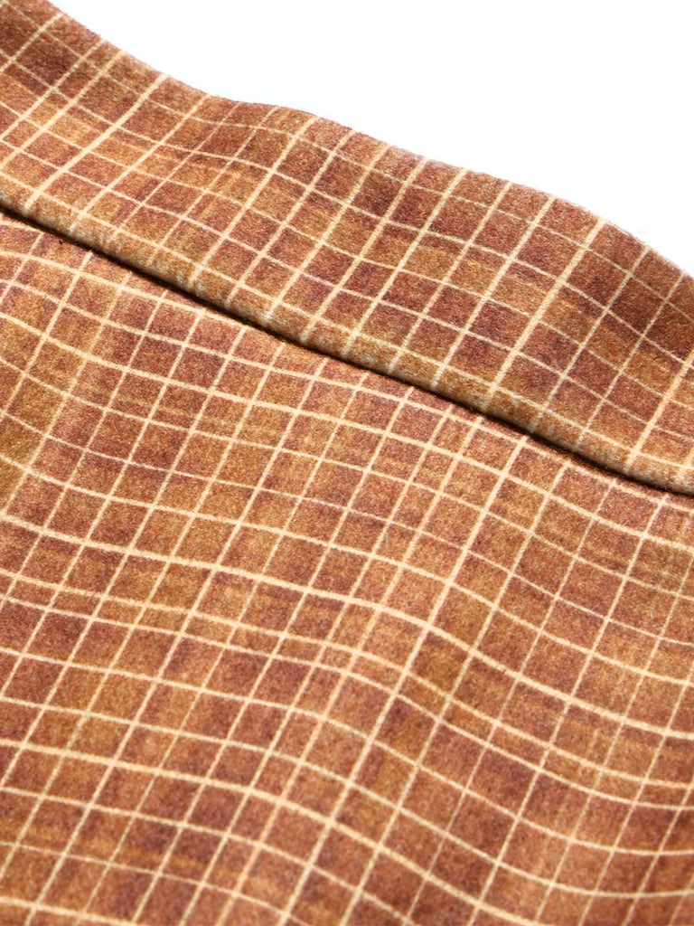 [Prevendita] Gonna Midi Marrone Anni '40 a Quadri a Vita Alta con Tasche 5