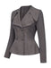 [Prevendita] 2PCS Top blazer anni '40 grigio scuro tinta unita con scollo a V e maniche lunghe e gonna 6