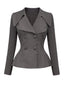 [Prevendita] Top Blazer Grigio Scuro Anni '40 Tinta Unita con Scollo a V e Maniche Lunghe