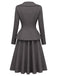 [Prevendita] 2PCS Top blazer anni '40 grigio scuro tinta unita con scollo a V e maniche lunghe e gonna 4