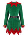 Completo Costume da Elfo Natalizio Verde Anni '40 in Velluto con Campanelli e Cintura 2