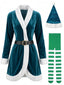 Miniabito Verde Anni '60 Natalizio in Velluto con Bordi in Peluche