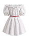 Abito Mini Bianco Anni '60 con Ecopelliccia e Spalle Scoperte con Cerchietto con Corna di Renna 3