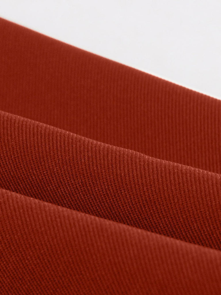 Abito bordeaux con scollo a V sagomato, profili a contrasto e tasche Anni '50 8
